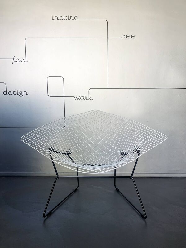 Fauteuil Big Diamond, Harry Bertoia pour Knoll International années 1950-60, restaurée