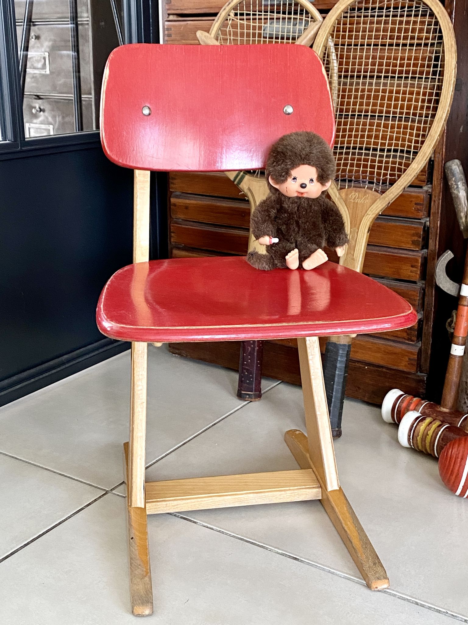 Vintage red Casala children's chair