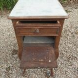 Solid wood bedside table with patinated door drawer