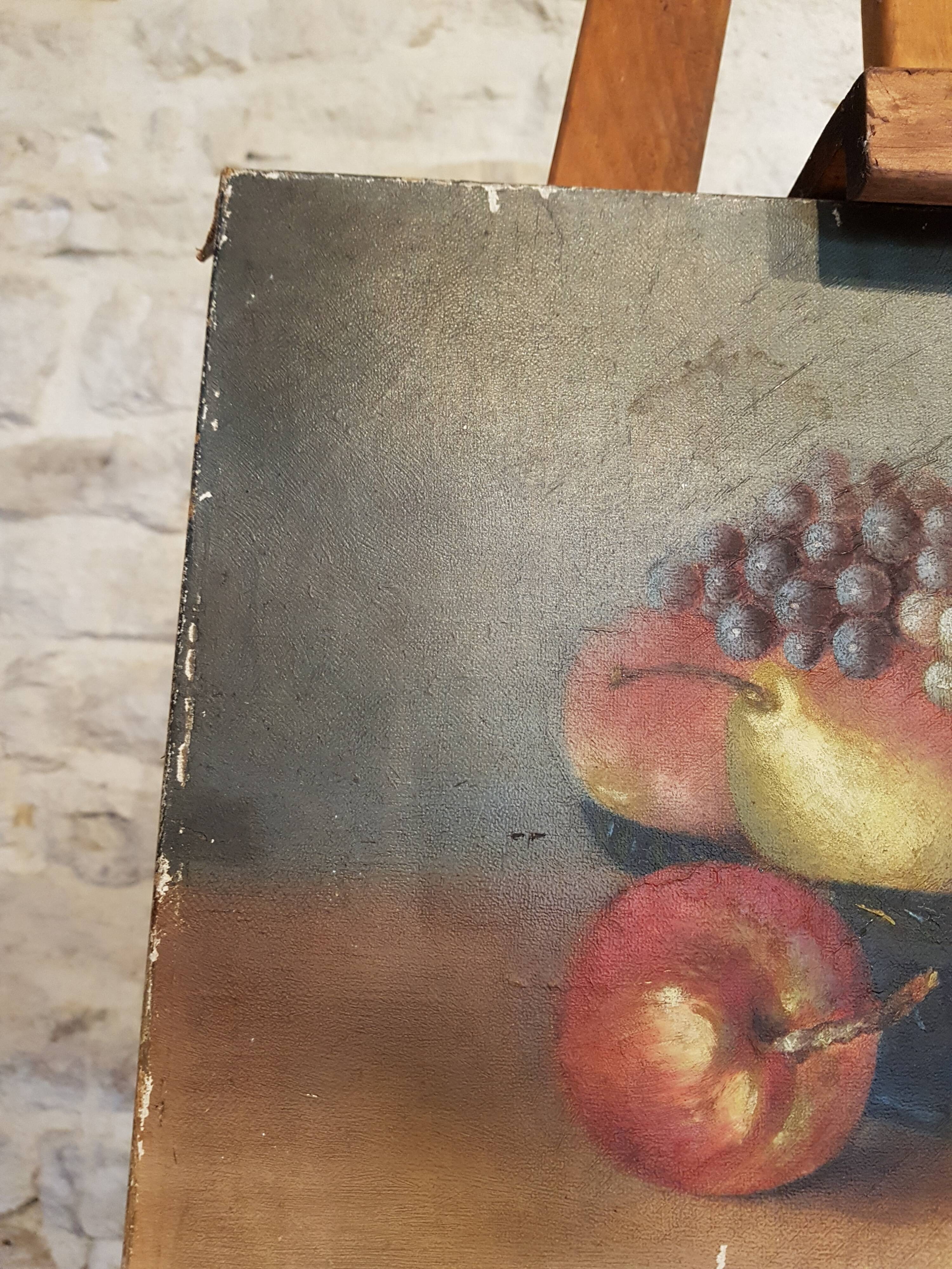 Ancient oil on canvas, still life