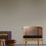 Fauteuil Rud Thygesen du milieu du siècle en canne et cuir, King Series Botium, années 1980