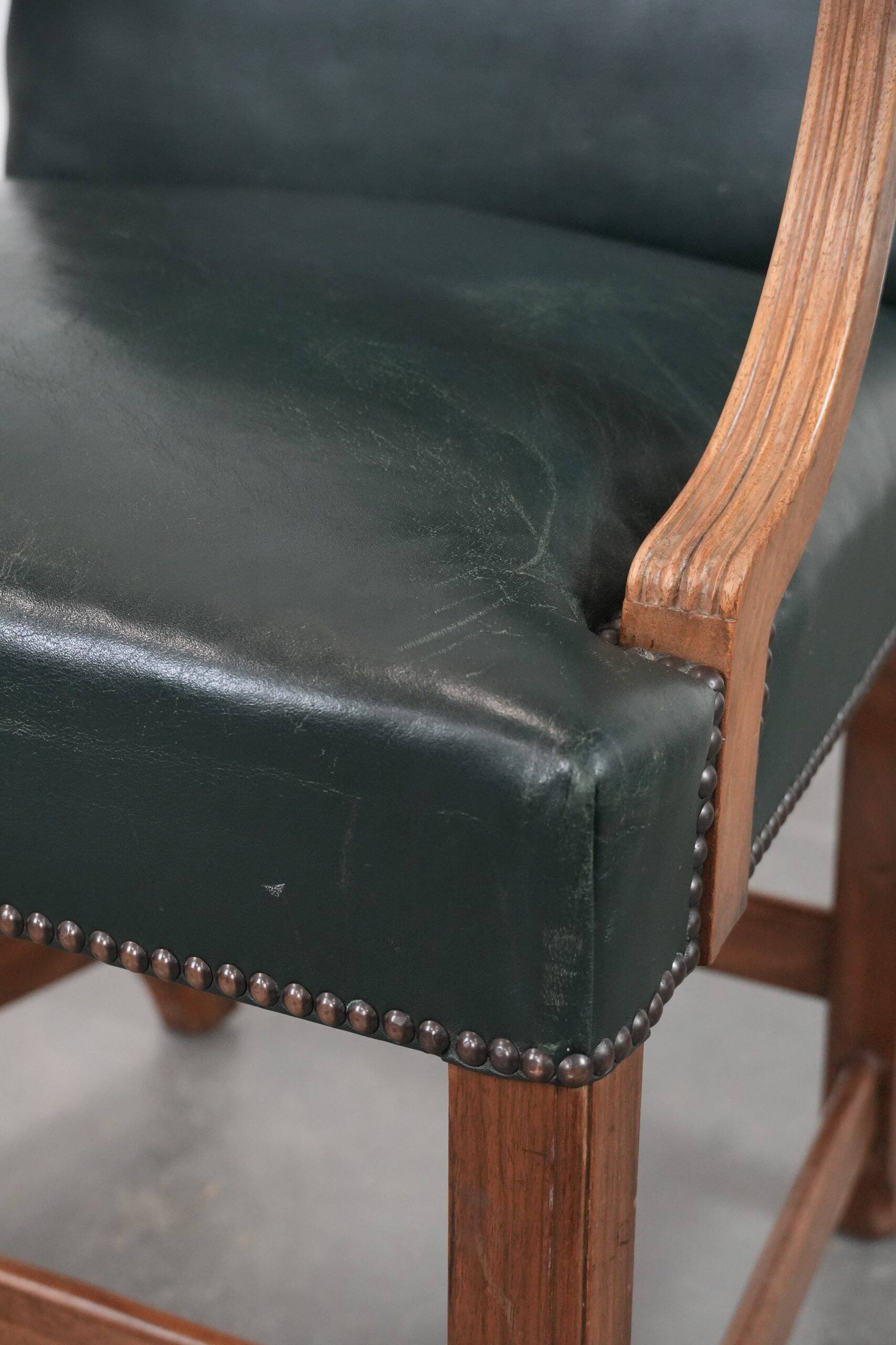 Old English cowhide and wooden Gainsborough side/desk chair