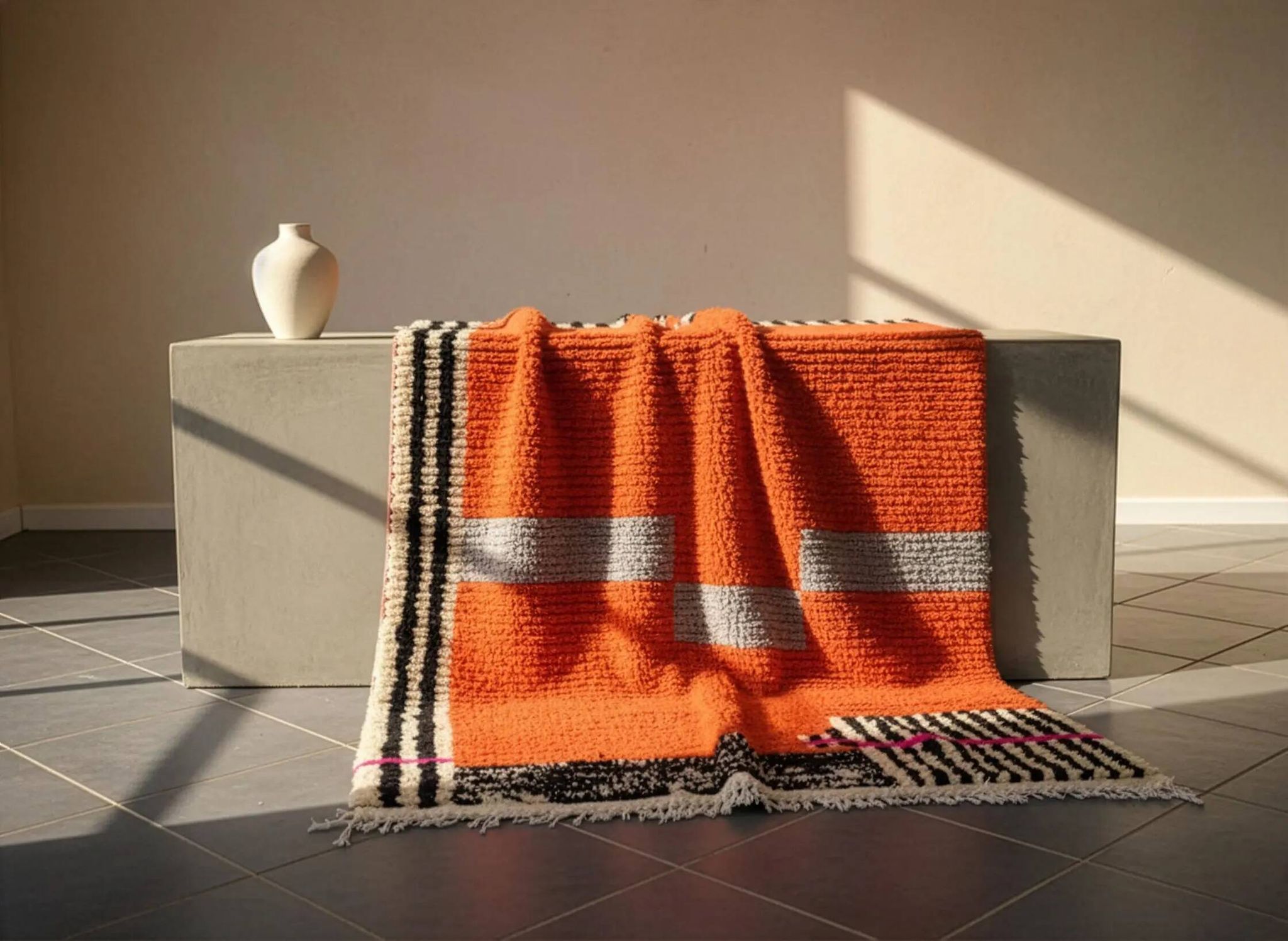 Traditional Moroccan handwoven rug 3x2 m