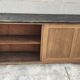 Old rear oak counter unit with two sliding doors