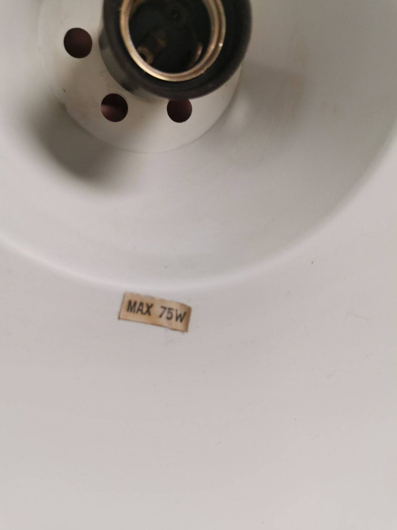 Slim silver-colored hanging lamp with a large diameter. Denmark 1980s