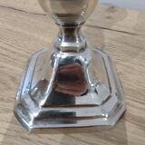 Pair of silver metal candle holders