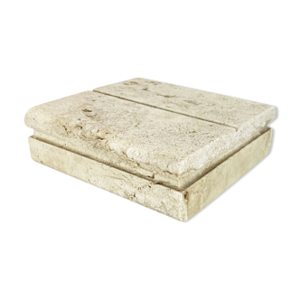 Modernist travertine marble box vide poche by fratelli mannelli, italy, 1970s