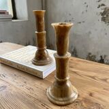 Set 2 old onyx candlesticks