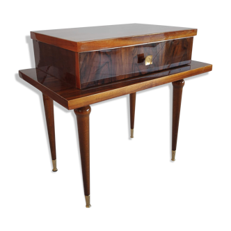 Table de chevet en placage de bois verni des années 60