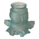 Antique tulip lampshade in blue frosted glass with pleated crown
