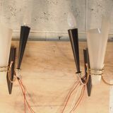 Paire applique lunel mid century texture perspex laiton dore noir