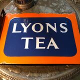 Plaque émaillée publicitaire double face Lyons Tea