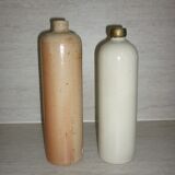 2 bottles of glazed stoneware in natural colours