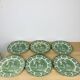 6 green English ironstone plates