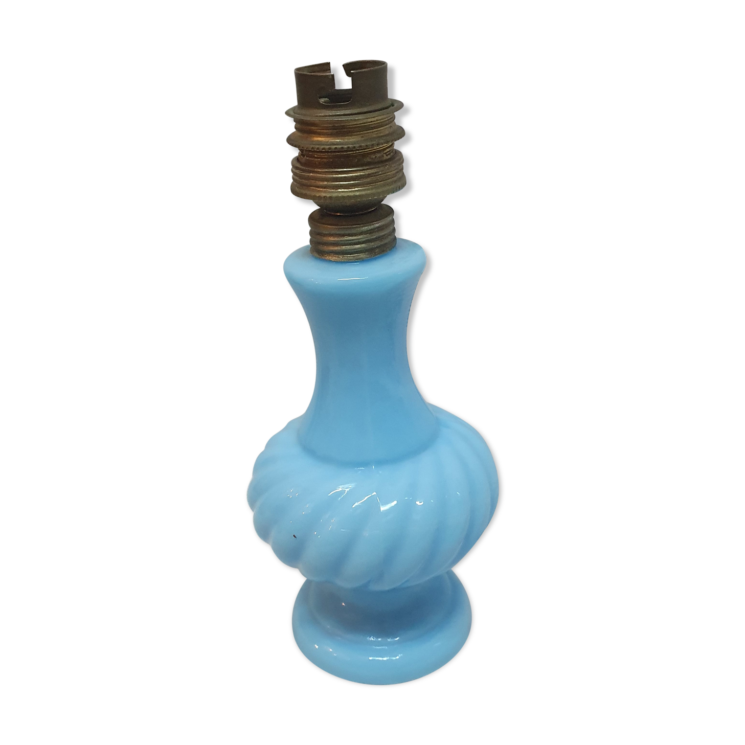 Pied de lampe opaline bleu