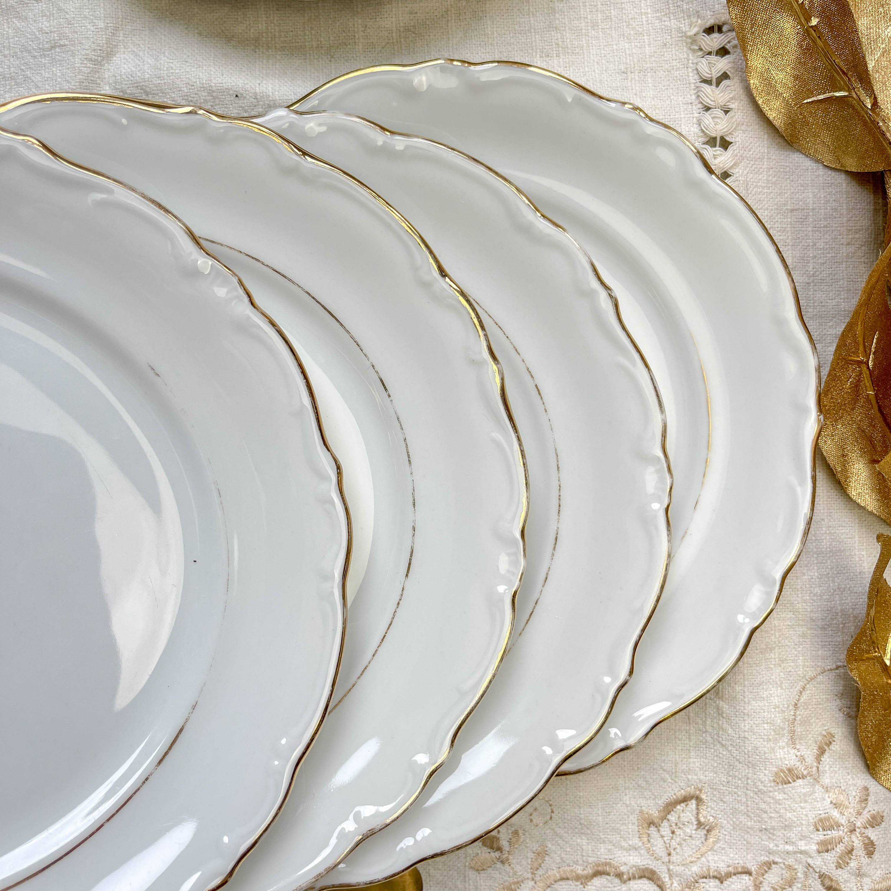 6 Small vintage plates in white and gold porcelain Winterling Bavaria