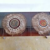 Vintage coffee table faience and chrome
