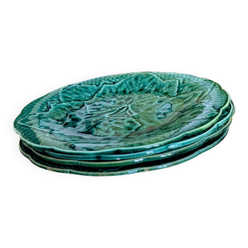 Set of 4 dessert plates in earthenware with vine leaves Gien
