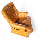 Sheep leather club chair 1970s with magazine holder