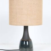 Søholm "1040" table lamp with jute lampshade / ceramic / mid-century / Danish modern design / 1960s / 1970s / Cloos & Co.