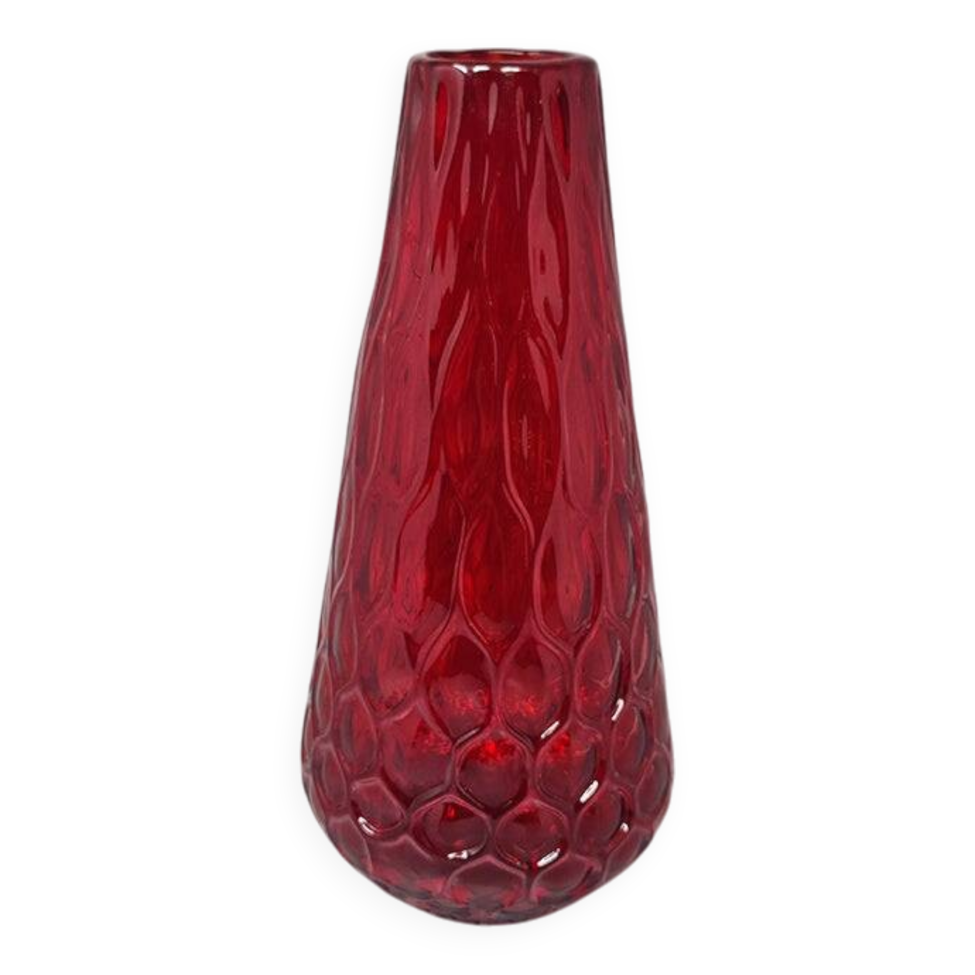 1960s Gorgeous Red Vase in Murano Glass By Ca dei Vetrai. Made in Italy