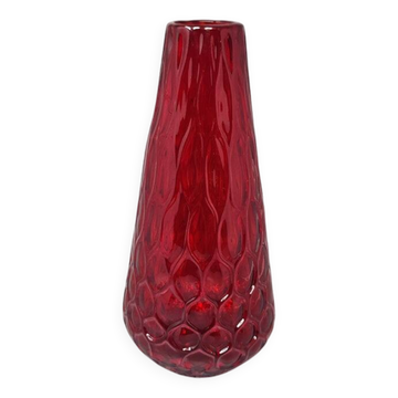 Magnifique vase rouge en verre de Murano des années 1960, par Ca dei Vetrai. Fabriqué en Italie.