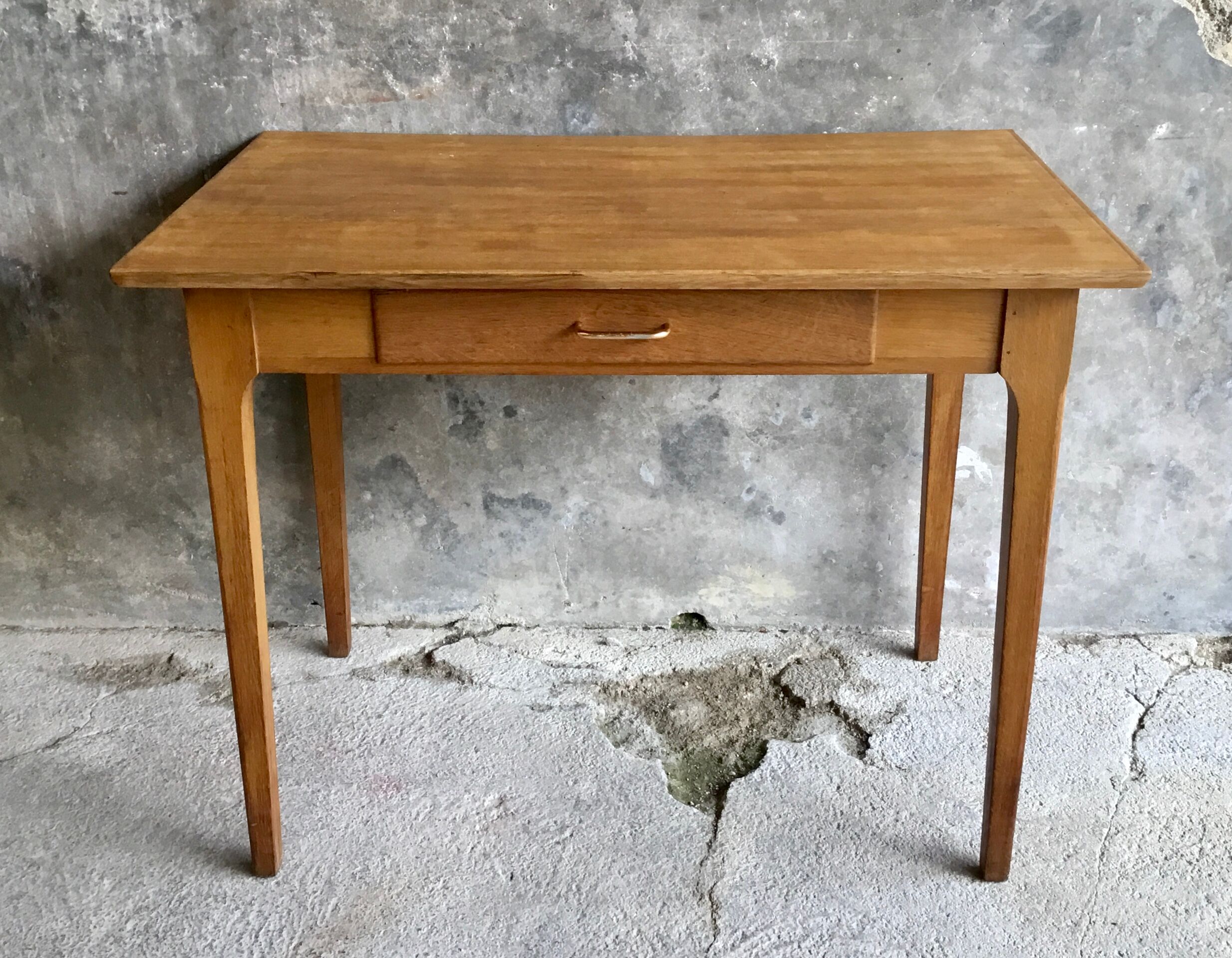 Vintage drawer table or desk in light wood 1950