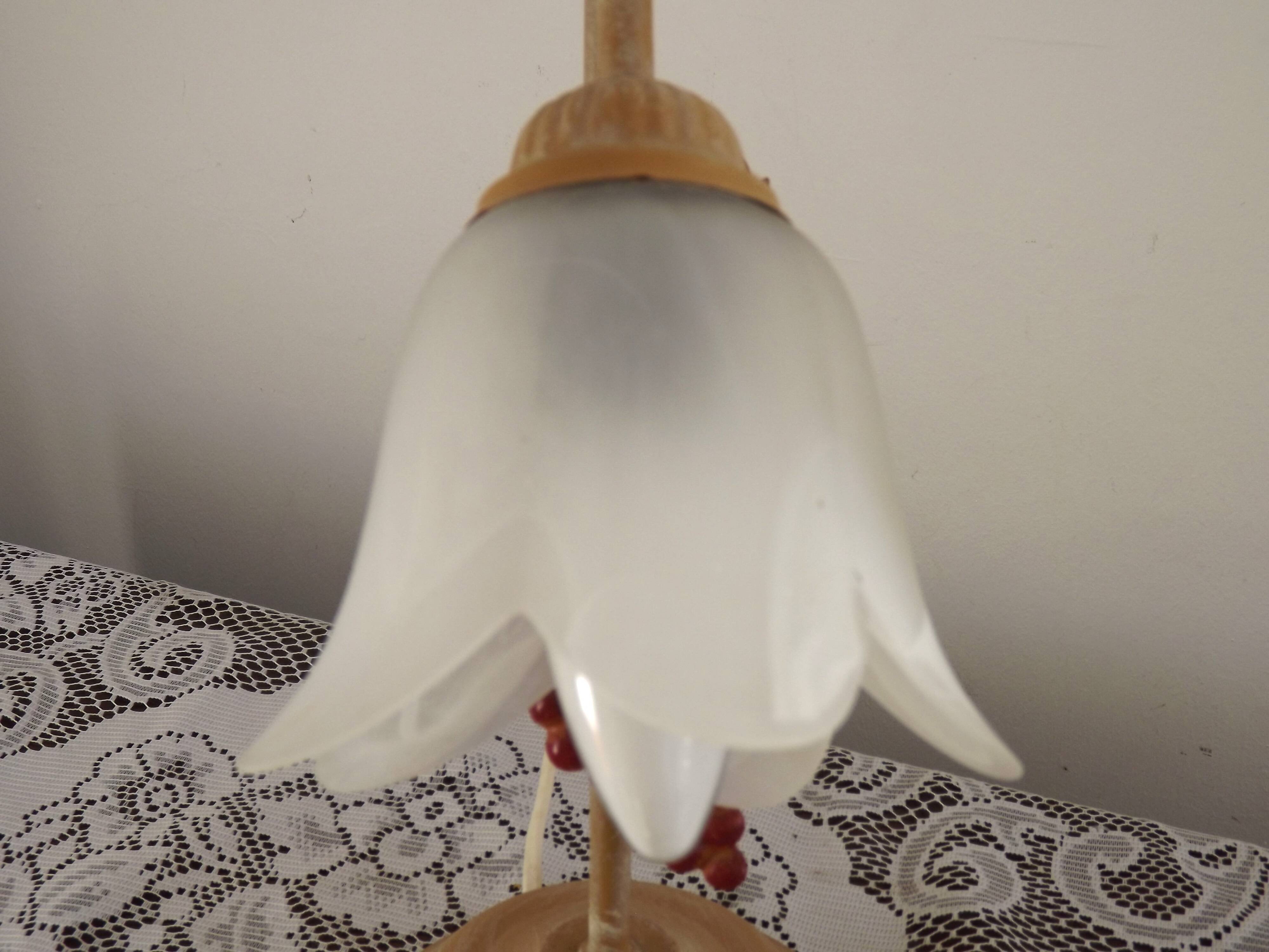 Vintage French Goose Neck Lamp - Grape Detail - Opaque Glass Shade