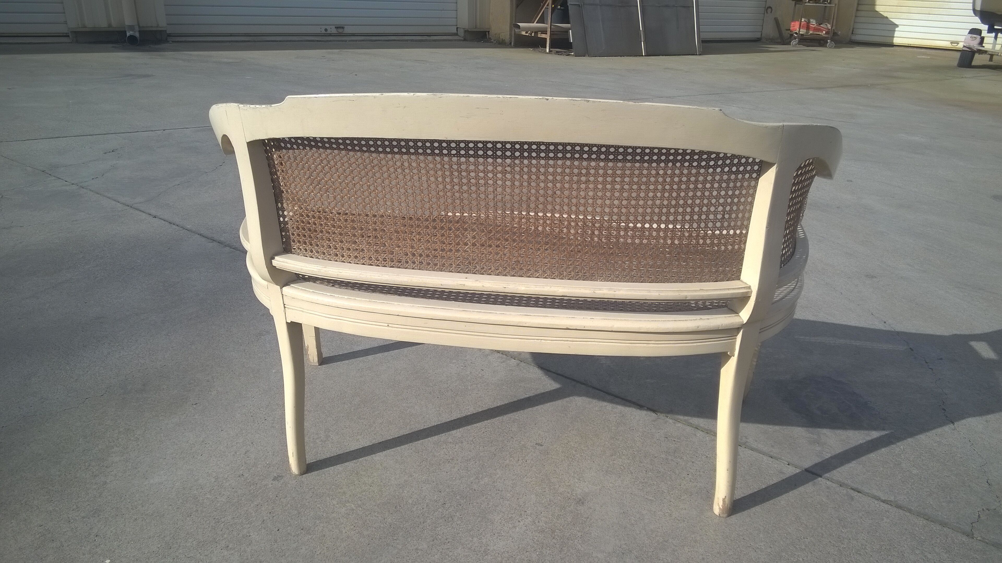 Louis XVI style basket bench in cane