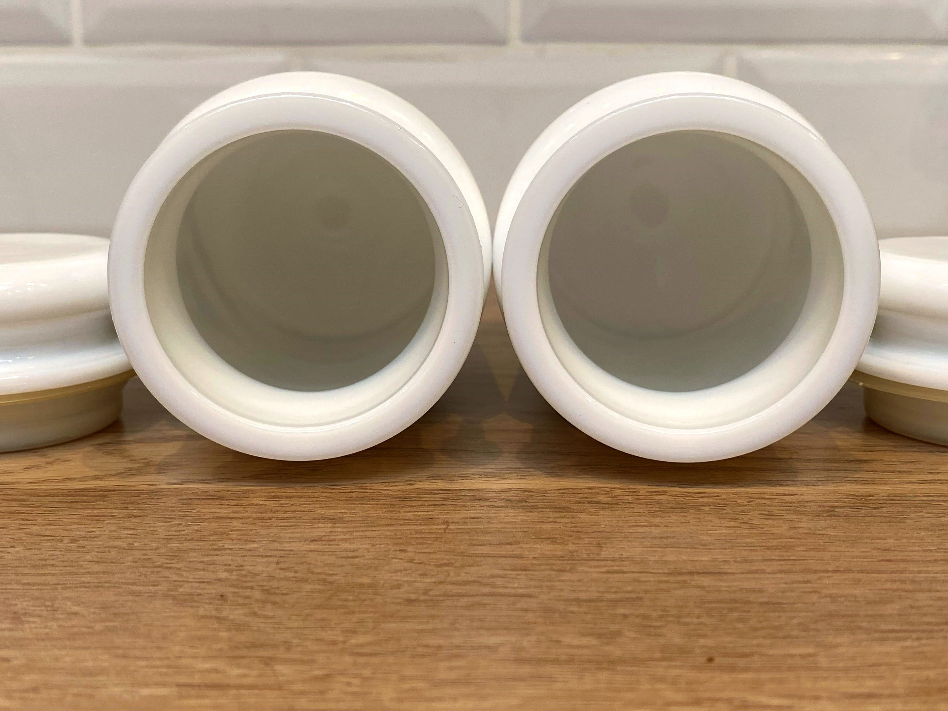 2 opaline glass spice jars