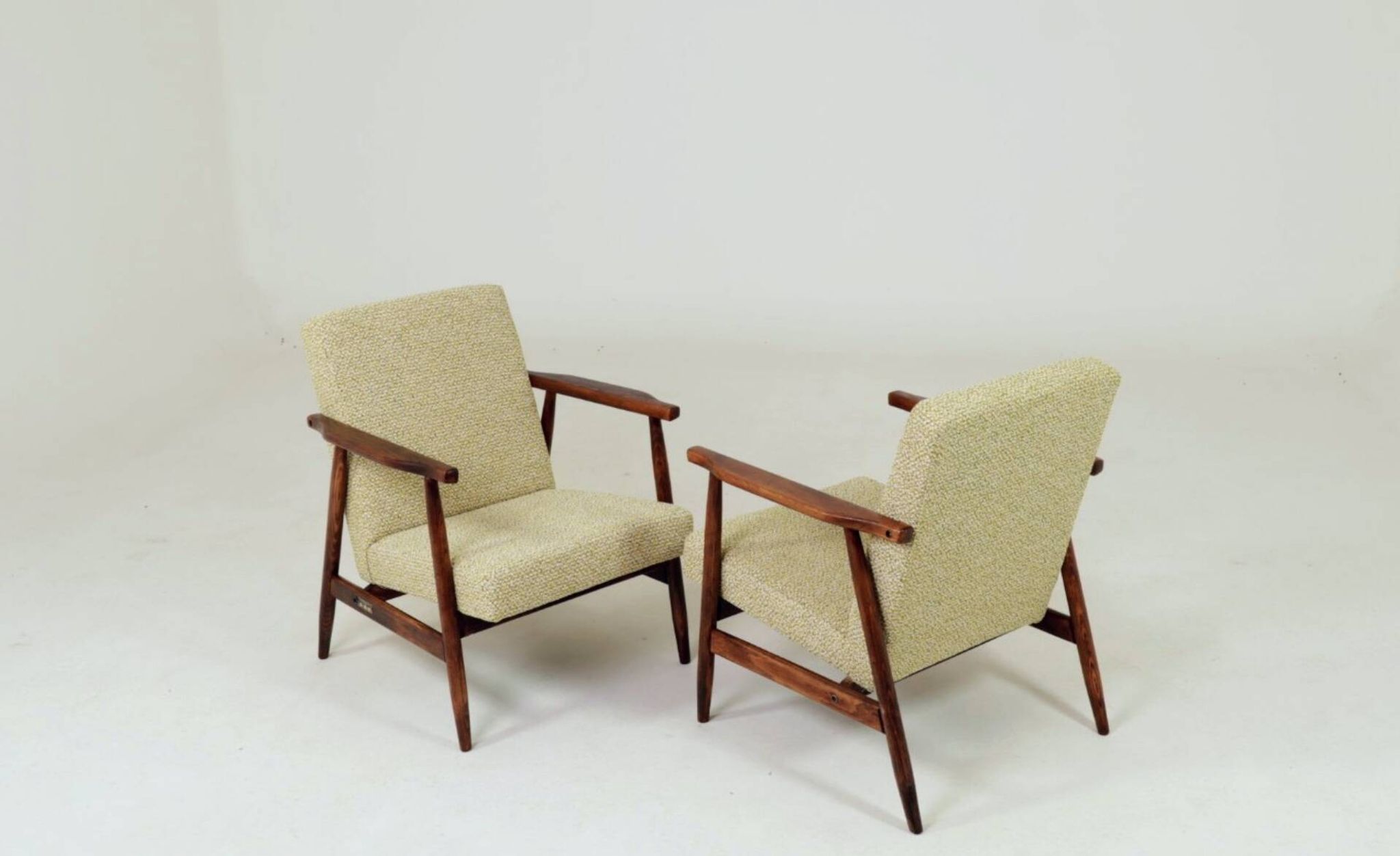 Pair de fauteuils vintage vert nébuleuse années 1970