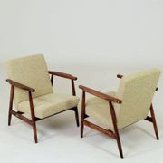 Pair de fauteuils vintage vert nébuleuse années 1970