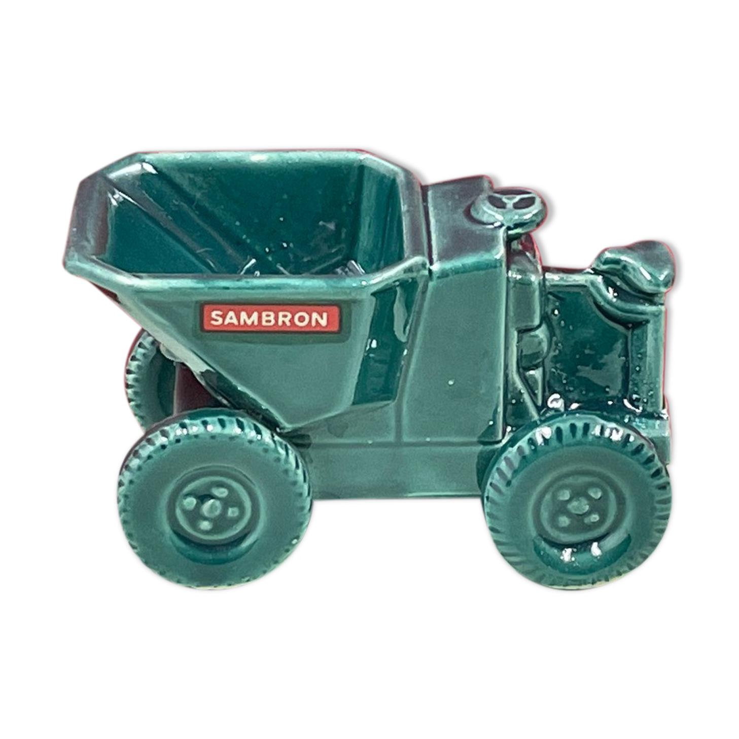 rare dumper ashtray in the shape of a mechanical wheelbarrow 'SAMBRON' ceramic