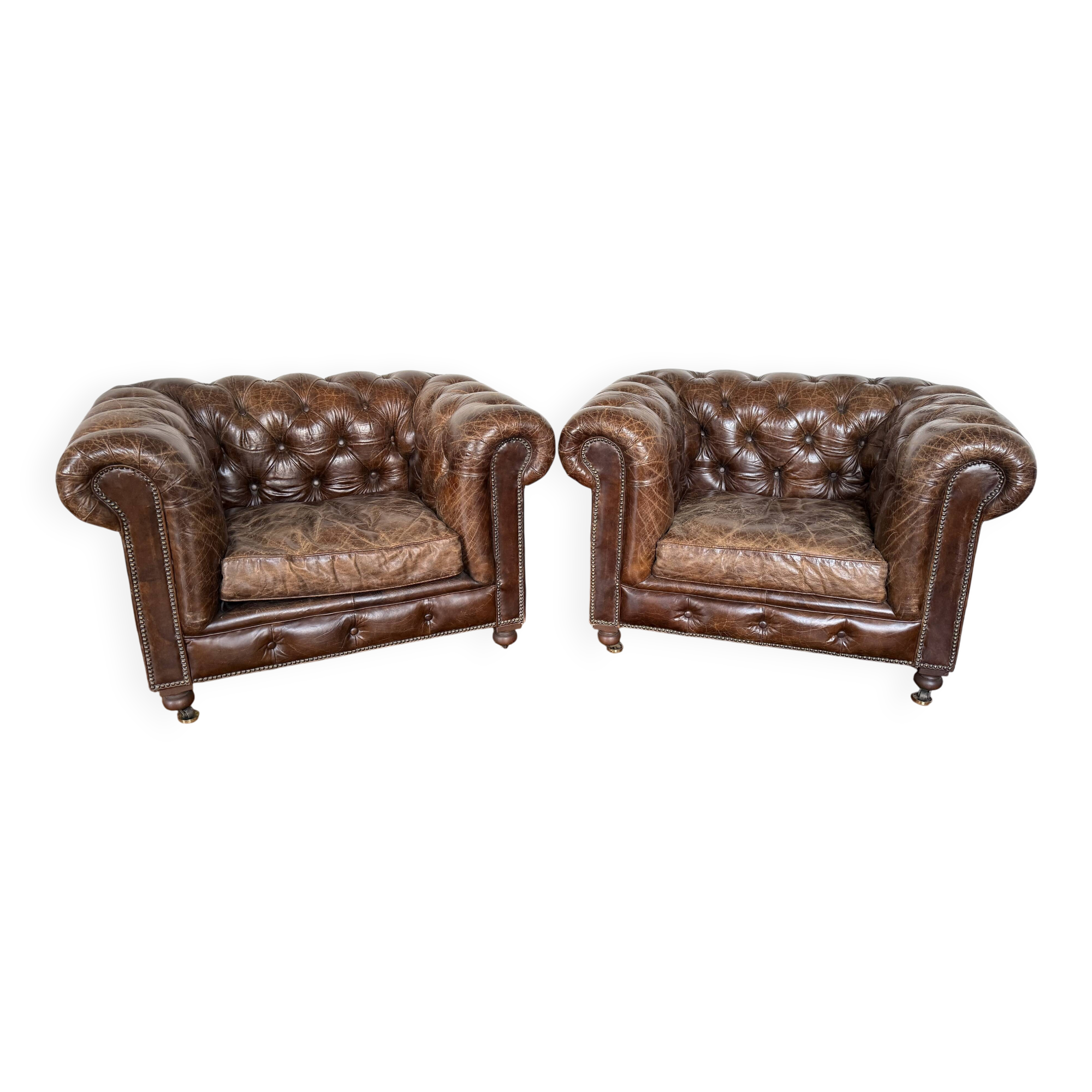 2 x Chesterfield leather armchairs - Artwood