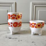 Trio of Arcopal cockroaches colorful flowers 70s