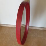 Oval mirror with 70s leather-like coating frame