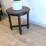 Antique side table with turned legs in solid wood, Louis XIII style
