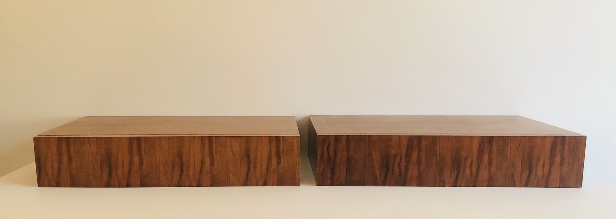 Pair of vintage rosewood veneer shelves, France 60s