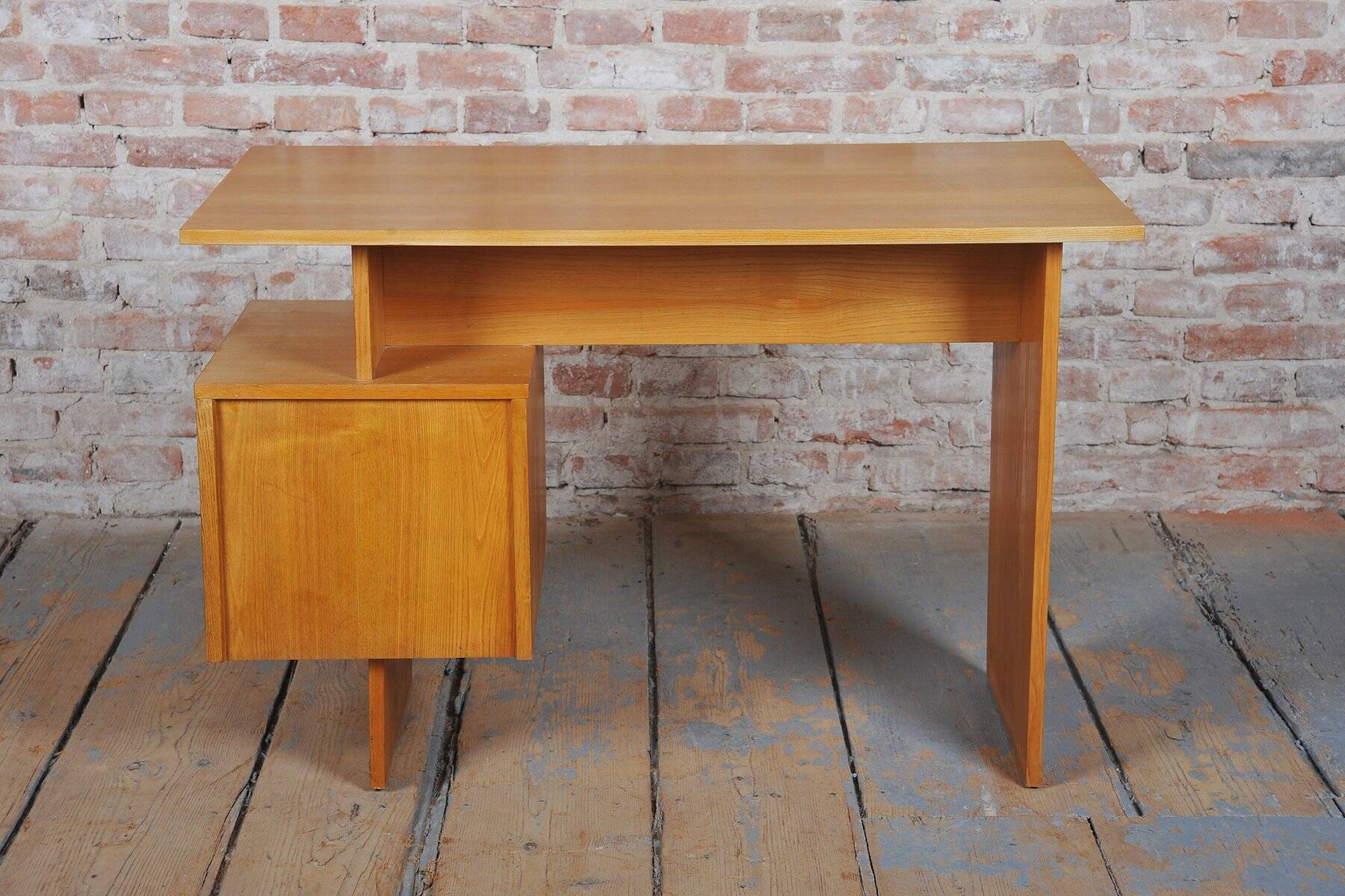 Mid-Century Writing Desk in Oak by B. Landsman, Czech, 1950s