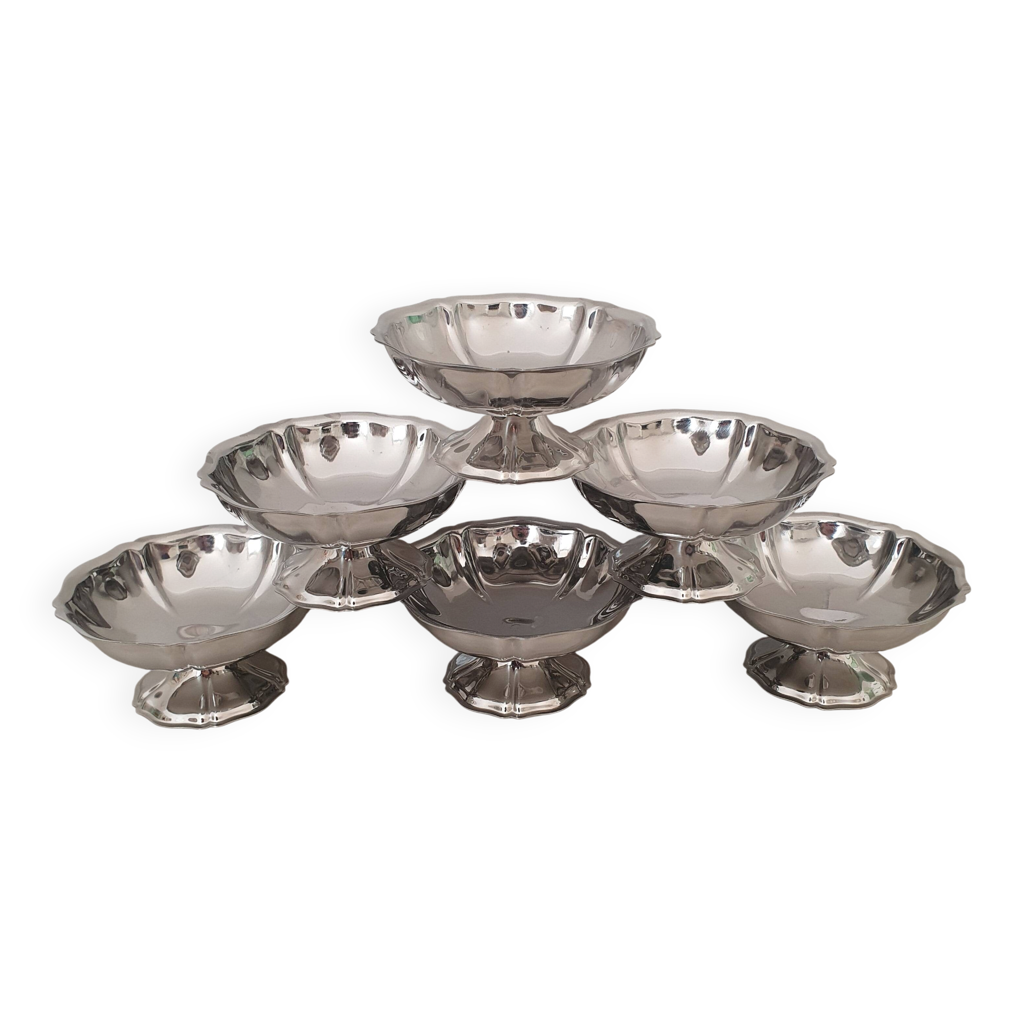 6 dessert bowls by Guy Degrenne in 18/10 stainless steel
