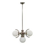 Art Deco Nickel and Glass Chandelier, 1930s