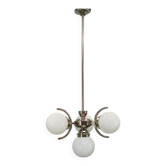 Art Deco Nickel and Glass Chandelier, 1930s