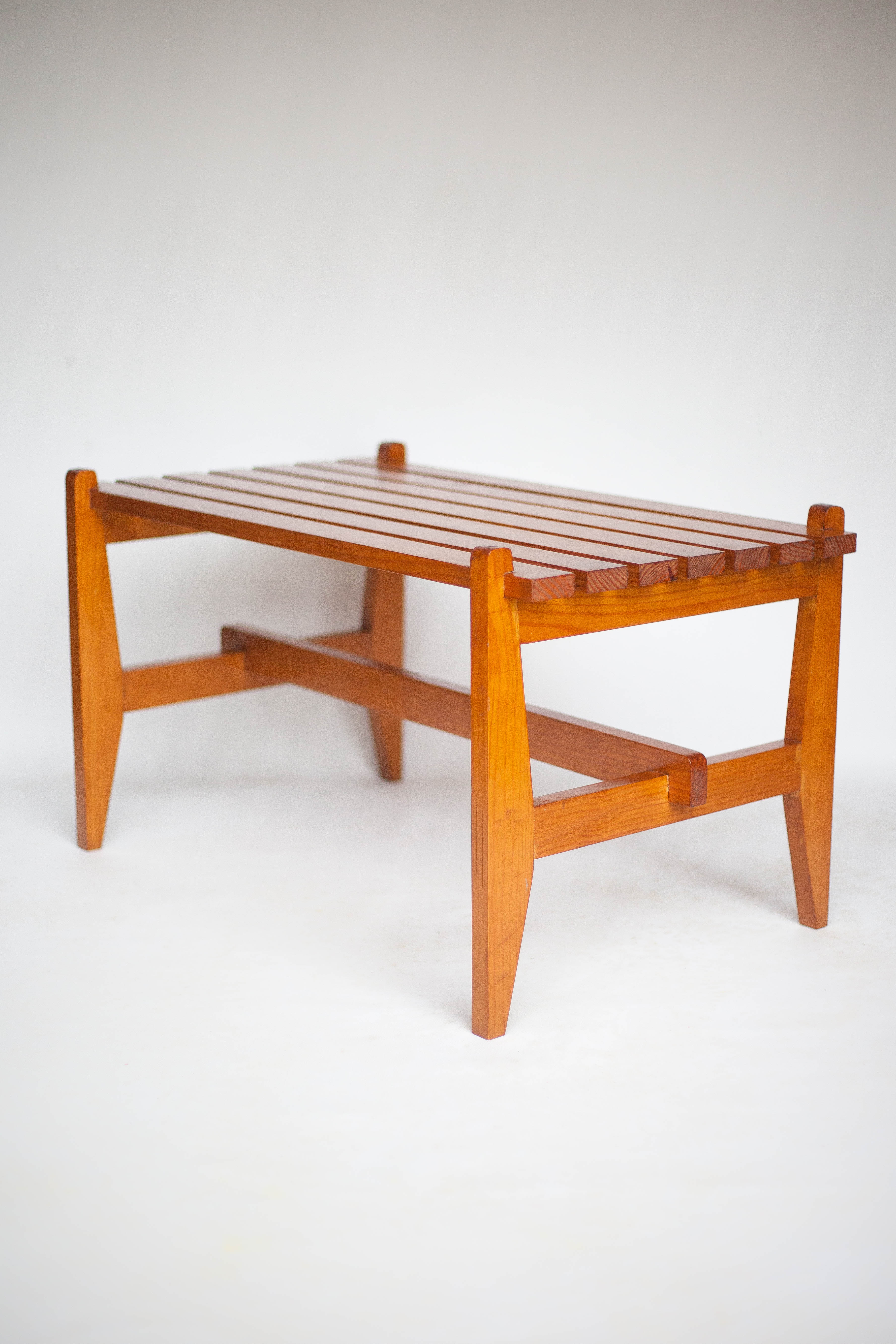 Table basse bois bois à lattes, décoration intérieur