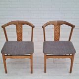 Danish design 70s, pair of dining chairs, solid oak