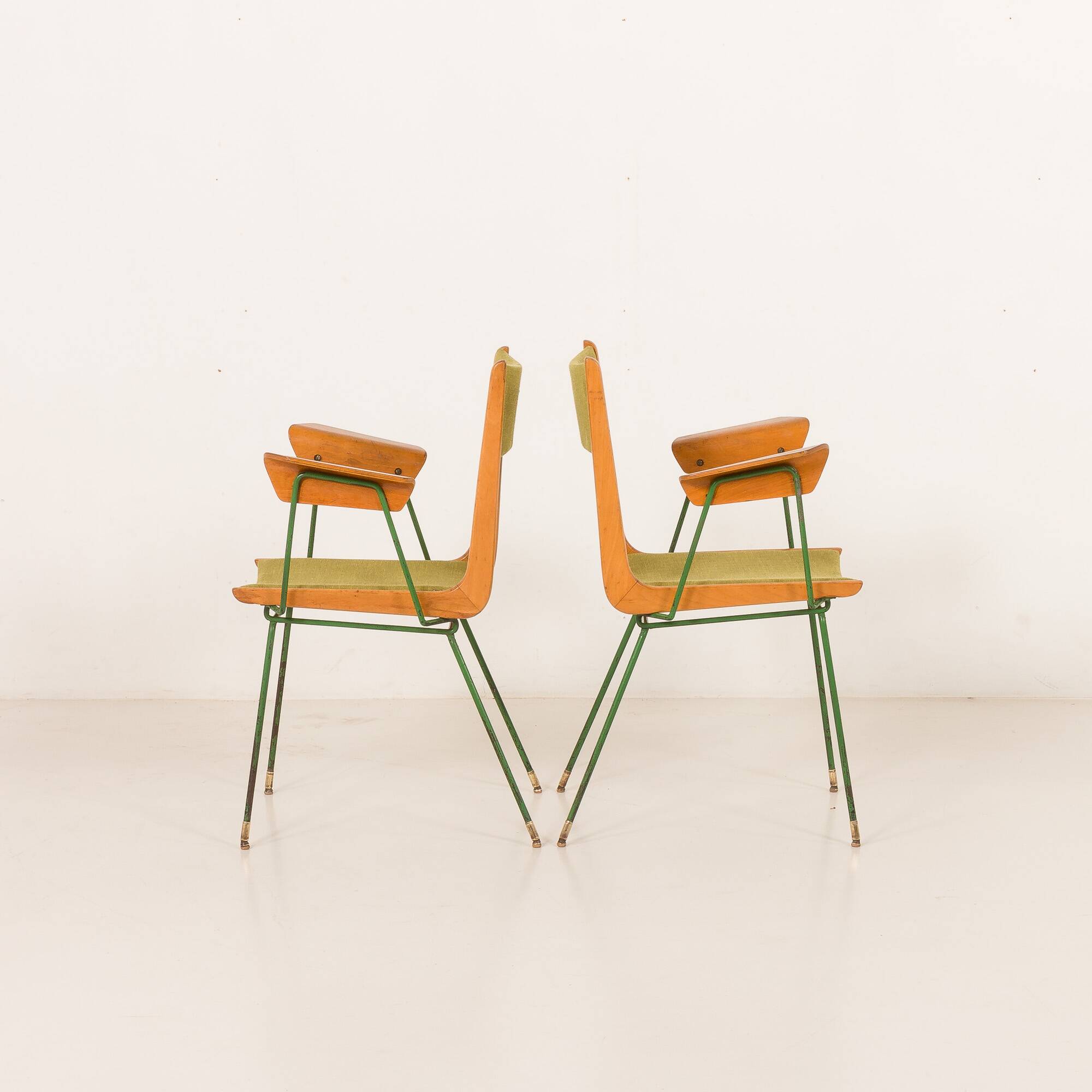 Boomerang chair attr. to Carlo De Carli, set of 2, Italy 1950s