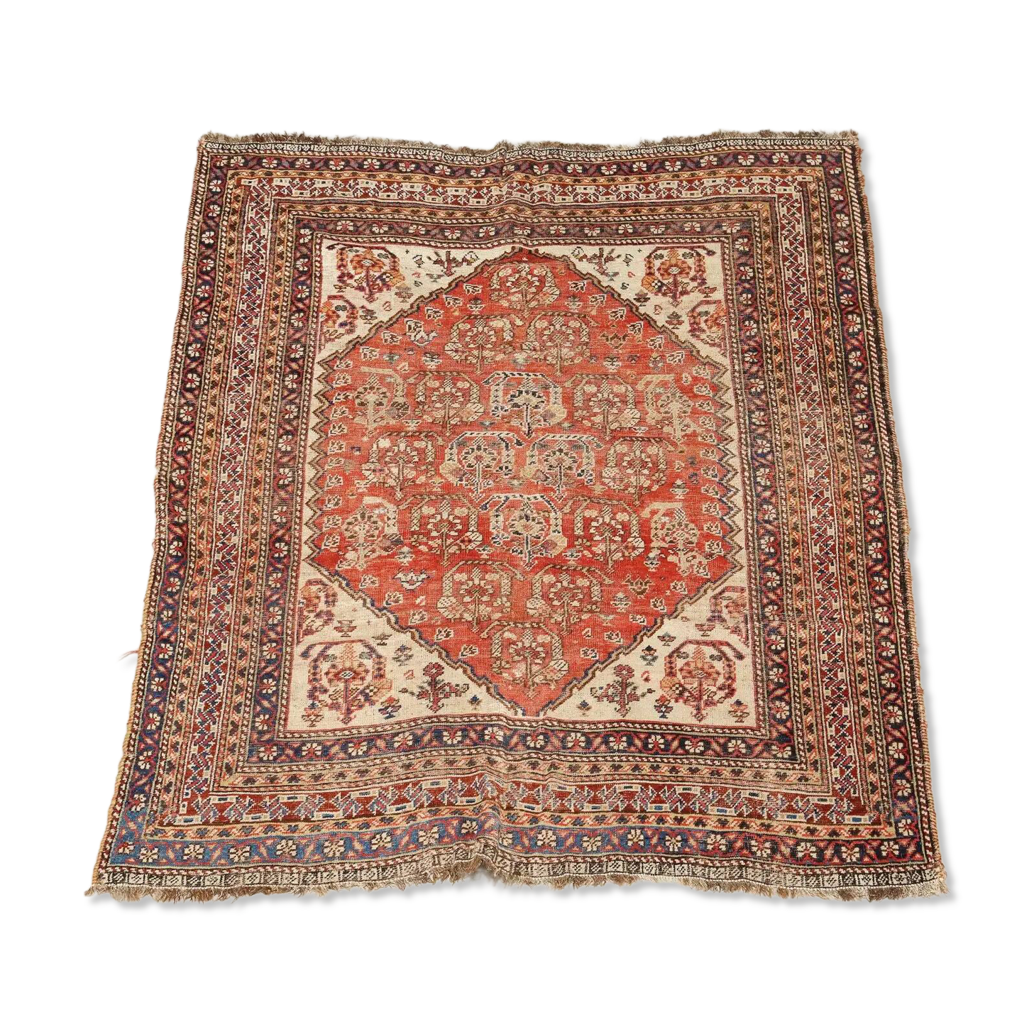 Old Kaskay rug in wool, fine knotting, handmade 68 x 55 in.