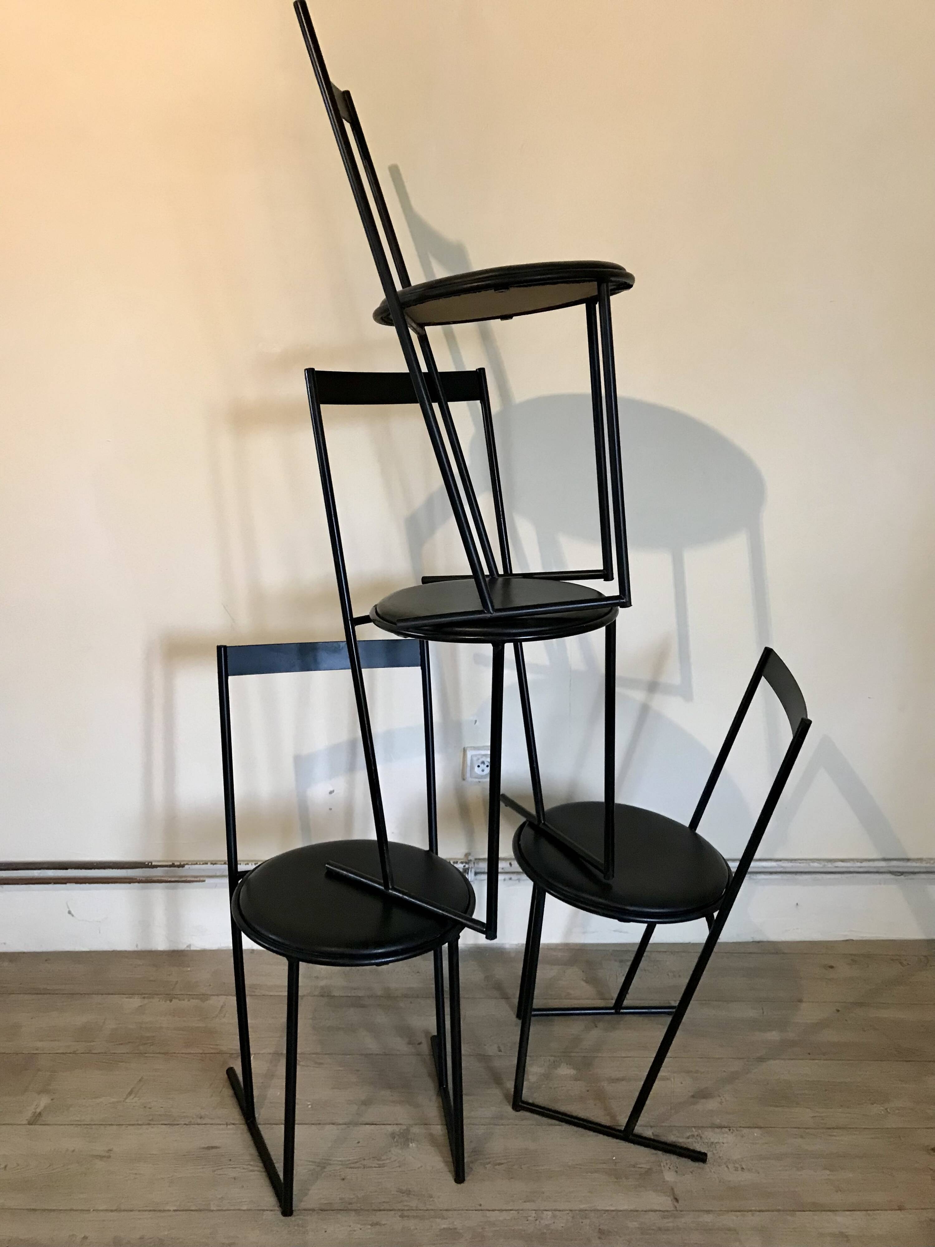 Set of 4 chairs Italy 1980 by Emilio Nanni for Fly-line
