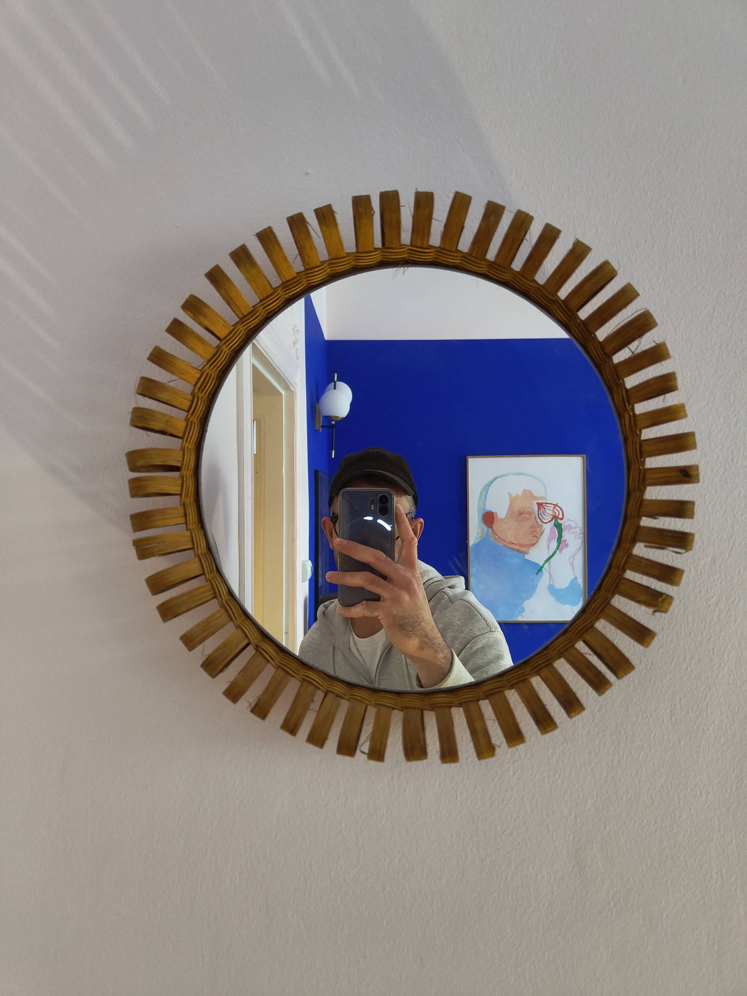 Small rattan mirror from the 60s