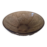 Art Deco smoked molded glass bowl signed Stella