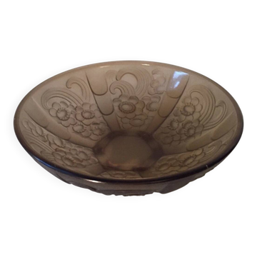 Coupe en verre moulé fumé art déco signée Stella